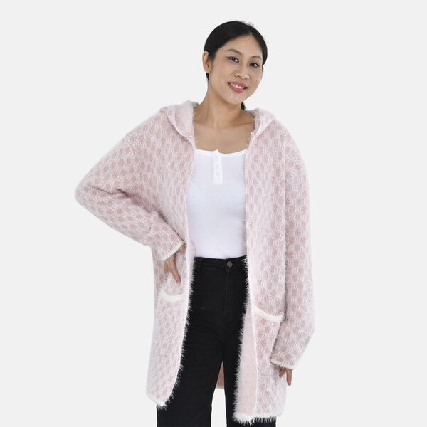 Winter Hoodie mit Kapuze, wei&szlig; und rosa image number 3