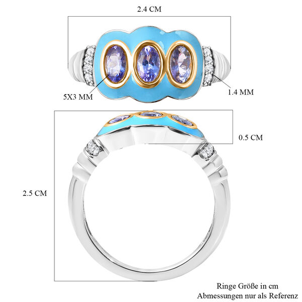 Tansanit und Zirkon emaillierter Ring - 0,81 ct. image number 8