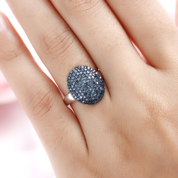 Blauer Diamant-Ring, 925 Silber platiniert  ca. 1,00 ct image number 3