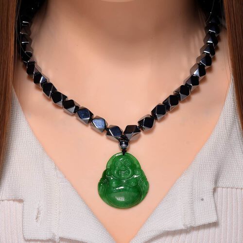 Grüne Jade und Terahertz Halskette, 50 cm - 315 ct. image number 1