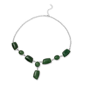 Gr&uuml;ne Aventurin-Halskette, 45 cm, silberfarben ca. 135,00 ct