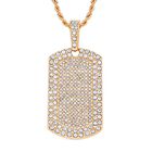 Rechteckiger Anhänger und Kette mit weißem Kristallbesatz, goldfarben 8.00 ct