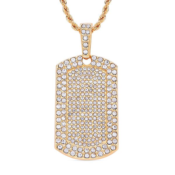 Wei&szlig;er Kristall-Anh&auml;nger mit Kette in Goldton - 8 ct.