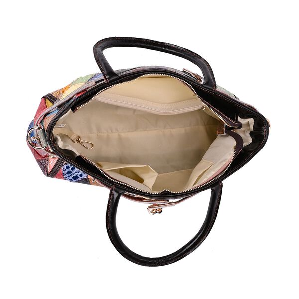 Chaos by Elsie - Echtleder Umh&auml;ngetasche mit RFID-Schutz, Gl&auml;nzendes Krokodil-Pr&auml;gemuster, 34x14 x25 cm image number 5