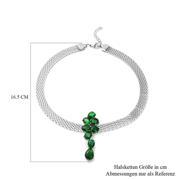 Simulierter Gr&uuml;ner Diamant Halskette40+10 cm Edelstahl ca. 24,40 ct image number 4