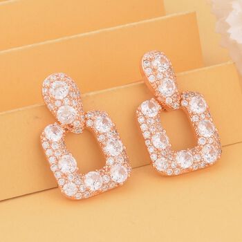 Wei&szlig;er Zirkonia Ohrringe, ros&eacute;farben