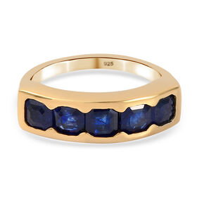 Masoala Saphir-Ring, (Fissure gefüllt), 925 Silber vergoldet