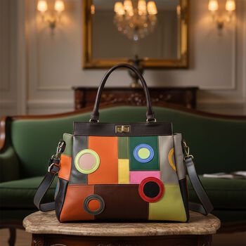 Chaos by Elsie Echtleder Crossbody-Tasche mit RFID-Schutz, 37x14x27cm, mehrfarbiges, matt gepr&auml;gtes Muster