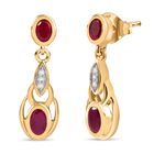 Afrikanischer Rubin (Fissure gefüllt) Ohrringe 925 Silber 750 Gelb Vergoldet ca. 1,26 ct.