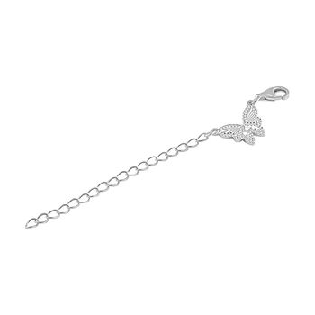 Karabinerverschluss mit Extender, rhodiniertes 925er Silber