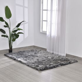 Luxury Edition: 2200 GSM Kunstpelz-Teppich, mit Rutschfeste Rückseite aus Wildleder, 160x230cm, Schwarz