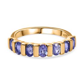 Tansanit Ring, 925 Silber mit 750 Gelbgold Vermeil - 1,28 ct.