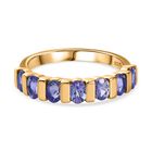 Tansanit Ring 925 Silber 750 Gelbgold Vermeil (Größe 19.00) ca. 1,28 ct