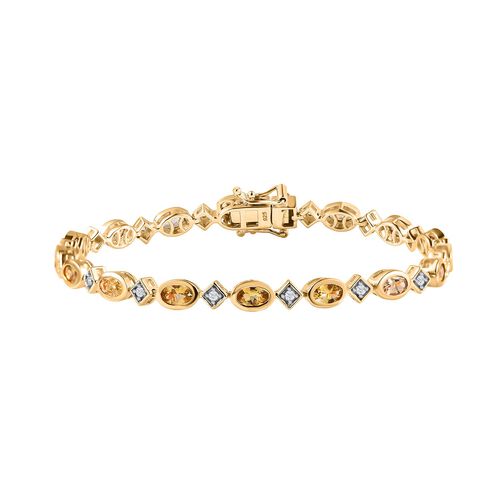 AA Natürlicher goldener Tansanit, Weißer Zirkon Armband ca. 18 cm 925 Silber Gelbgold Vermeil ca. 4,34 ct. image number 0