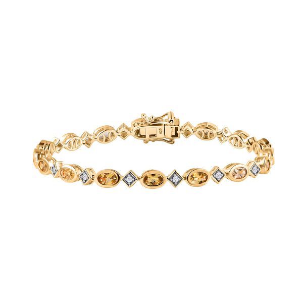 AA Natürlicher goldener Tansanit, Weißer Zirkon Armband ca. 18 cm 925 Silber Gelbgold Vermeil ca. 4,34 ct. image number 0