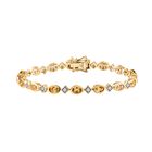 AA Natürlicher goldener Tansanit, Weißer Zirkon Armband ca. 18 cm 925 Silber Gelbgold Vermeil ca. 4,34 ct.