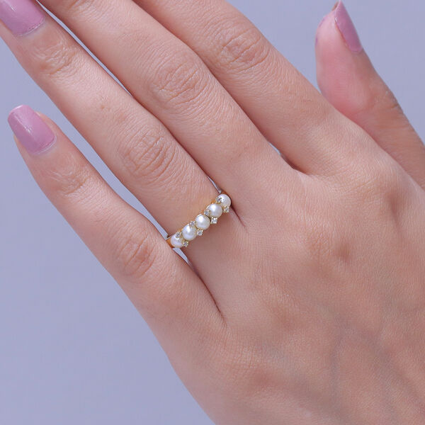 EverTrue S&uuml;&szlig;wasser Perle und Zirkon Ring image number 2