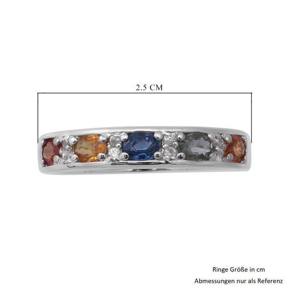 Mehrfarbig Saphir und Zirkon Half Eternity Band Ring 925 Silber Platin-Überzug image number 5