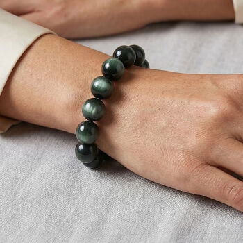 Simuliertes flexibles gr&uuml;nes Katzenauge Armband - 180 ct.