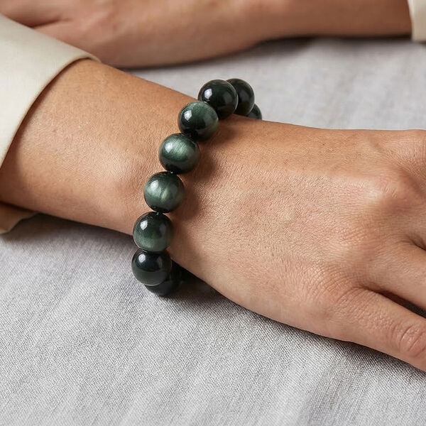 Simuliertes flexibles gr&uuml;nes Katzenauge Armband - 180 ct. image number 3