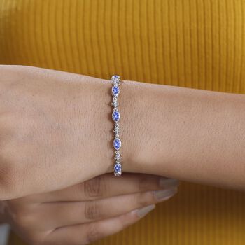 Tansanit Armband ca. 20 cm 925 Silber rhodiniert ca. 2,86 ct.