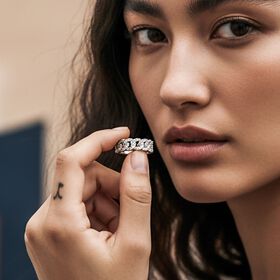 Lustro Stella weißer Zirkonia Ring im Kettenstil