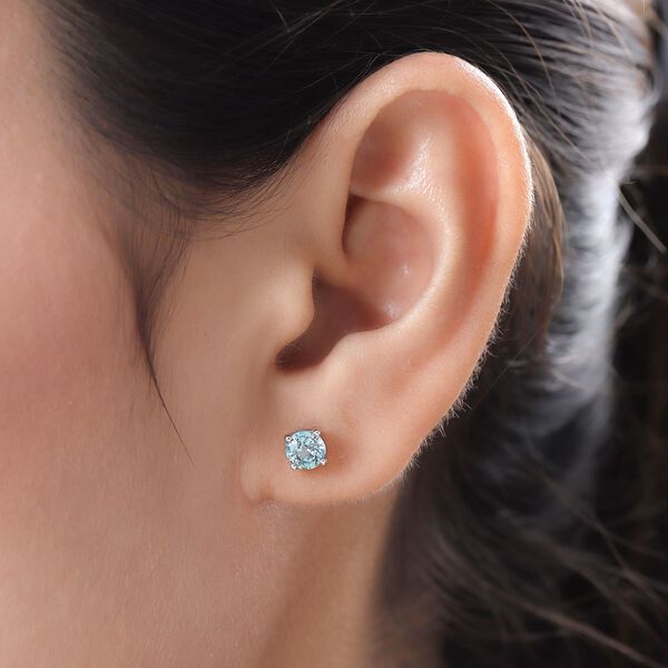 Kambodschanische, blaue Zirkon-Ohrstecker, 925 Silber platiniert ca. 1.53 ct image number 3