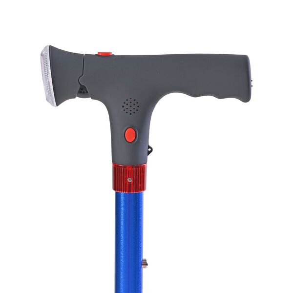 Klappbarer Smart-Walking-Stick mit drehbarem LED-Frontlicht und SOS-Alarm, Blau image number 5