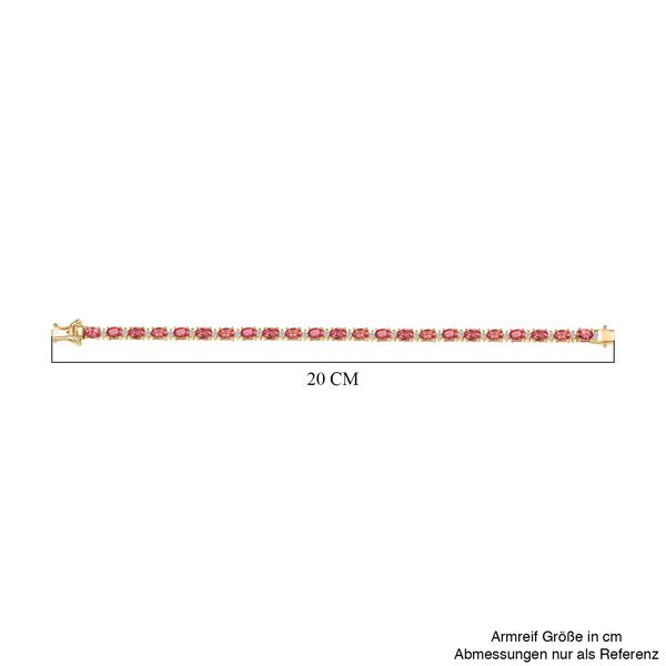 Empress Flame - D joy Lab Created Padparadscha-Saphir, Moissanit Armband ca. 19 cm 925 Silber 750 Gelbgold Vermeil ca. 15.11 ct image number 5
