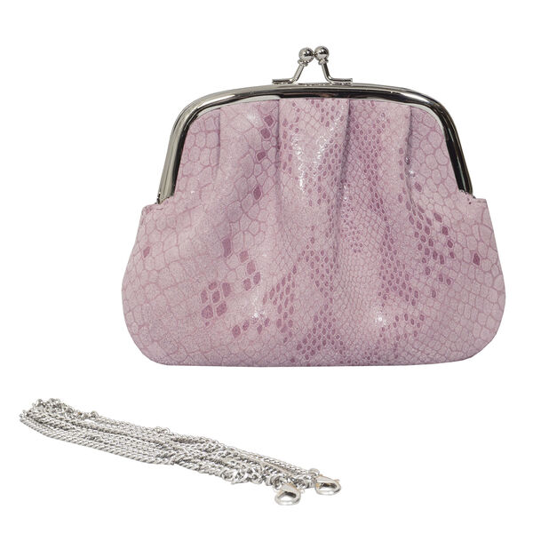 ASSOTS LONDON - Geldb&ouml;rse aus 100% echtem Leder mit abnehmbarem Schulterriemen, Schlangenmuster, Rosa image number 3