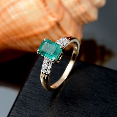 AAA Kagem Sambischer Smaragd, Weißer Diamant Ring 585 Gold (Größe 17.00) ca. 1.79 ct image number 1