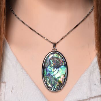 EINMALIGES ANGEBOT - Abalone Muschel Halskette, ca. 60 cm, Reiner Edelstahl