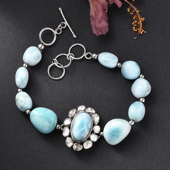 D&rsquo;joy AA Larimar und Labor Polki Diamant Armband, 19cm - 75.00 ct.