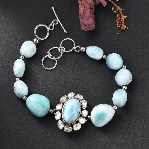 D’joy AA Larimar und Labor Polki Diamant Armband, 19cm - 101,27 ct. image number 1