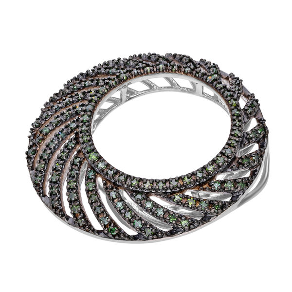 Grüner Diamant Anhänger 925 Silber platiniert ca. 0.50 ct image number 2