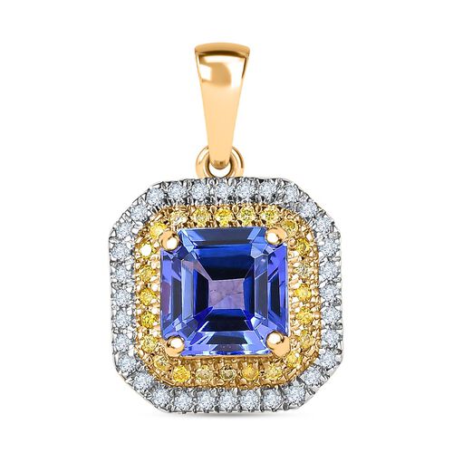 AAA Tansanit, natürlicher gelber und weißer Diamant-Anhänger in 585 Gelbgold - 1,90 ct. image number 0