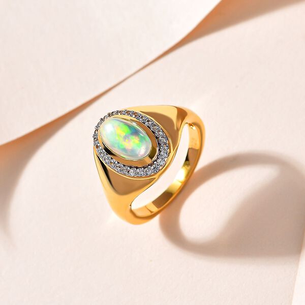 Natürlicher, äthiopischer Welo Opal und Zirkon-Ring - 1,20 ct. image number 3
