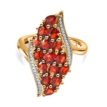 Nat&uuml;rlicher Mosambik Granat Ring, 925 Silber vergoldet, (Gr&ouml;&szlig;e 17.00), ca. 2.88 ct