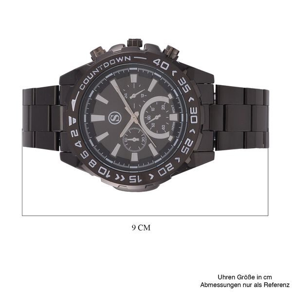 STRADA - Japanisches Uhrwerk mit rotierbarem Skalenring und Edelstahl, Schwarz image number 7