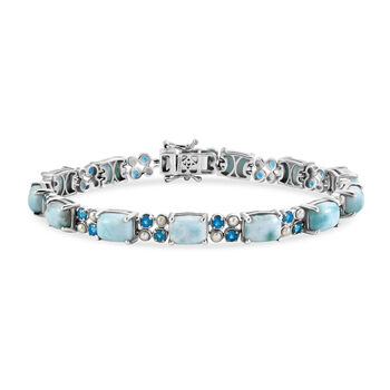 D'Joy AA Larimar, Neon Apatit Armband ca. 20 cm 925 Silber Rhodiniert
