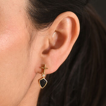 EverTrue AA schwarze Glasachat und Zirkon Ohrringe - 1,60 ct.