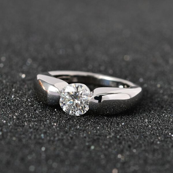 Moissanit Ring, 925 Silber  platiniert  - 0,94 ct. image number 8