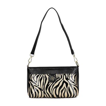 Stylische Sling-Umh&auml;ngetasche mit  Zebramuster, Schwarz