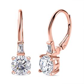 Moissanit Ohrringe, 925 Silber 750 Roségold Vermeil - 2,07 ct.