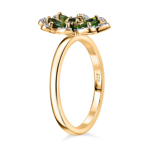 Nat&uuml;rlicher Chromdiopsid Ring 925 Silber vergoldet (Gr&ouml;&szlig;e 19.00) ca. 1,07 ct image number 5