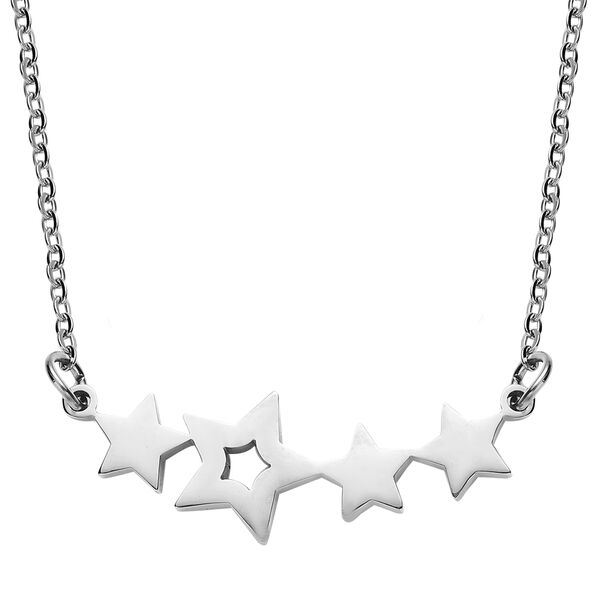 2er - Set silberne Ohrringe und Halskette, ca. 50 cm, Edelstahl image number 2