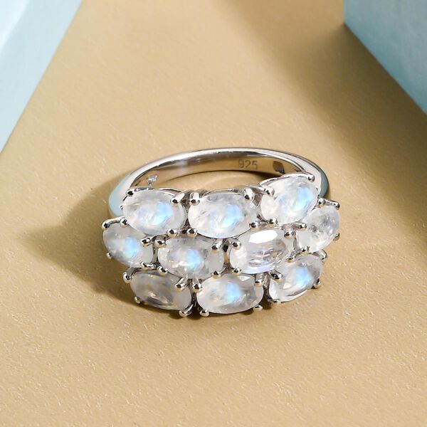 Premium Regenbogen Mondstein-Ring, 925 Silber platiniert  ca. 4,26 ct image number 2