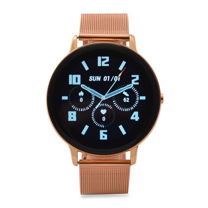 Eleganz Mesh HiWatch Plus, Ros&eacute;gold Smartwatch mit Dual-Modus Bluetooth, 1,28" IPS Display und Wassergesch&uuml;tztes Design