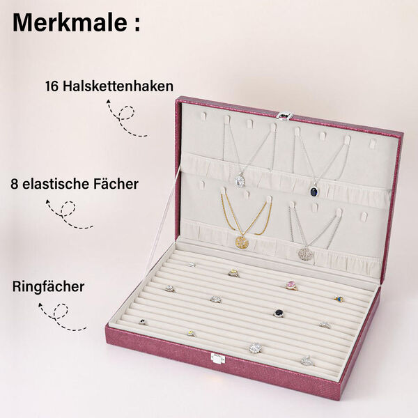 XL Premium Schmuckbox, 40x28x6 cm, pink image number 2