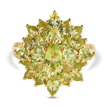 Nat&uuml;rlicher Peridot-Ring, 925 Silber vergoldet (Gr&ouml;&szlig;e 16.00) ca. 4,88 ct